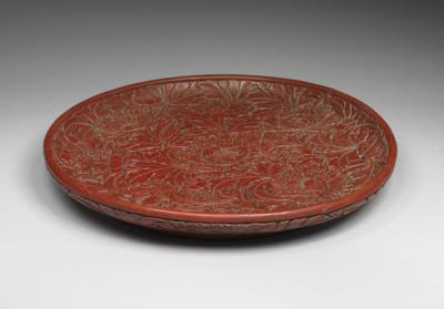 图片[2]-Round dish with peony decor and Yung-lo reign mark/ Carved red lacquerware-China Archive